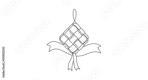 Hand drawn waffle charm with ribbon decoration.