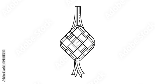 Ketupat Traditional Indonesian Food Illustration.