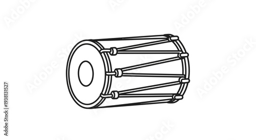 Simple Line Drawing of a Drum.