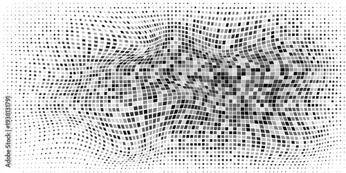 Art rectangle halftone gradient texture. Vanishing polka dot background. Repeating dots gradation simple abstract