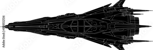 Futuristic sci-fi spacecraft silhouette top-down view