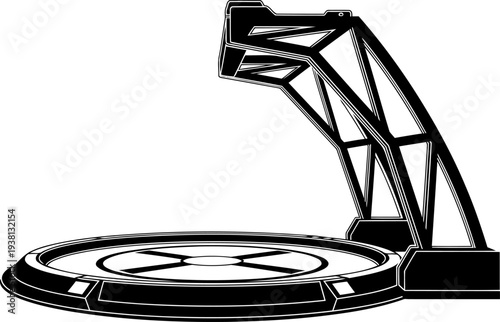 Futuristic teleportation pad silhouette station