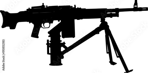 Heavy machine gun mounted on a tripod silhouette