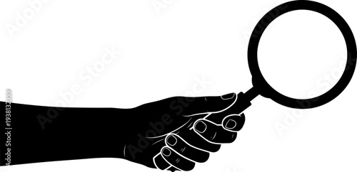 Person holding magnifying glass horizontally silhouette