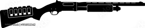 Pump-action shotgun silhouette with shell holder on stock