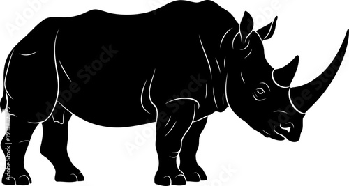 Rhinoceros silhouette standing in profile view