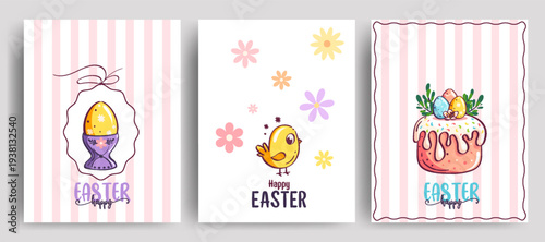 Easter Cake, Yellow Chick and Egg in Holder Set