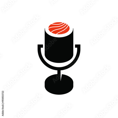 Sushi Roll Microphone Logo for Podcast and Food Branding