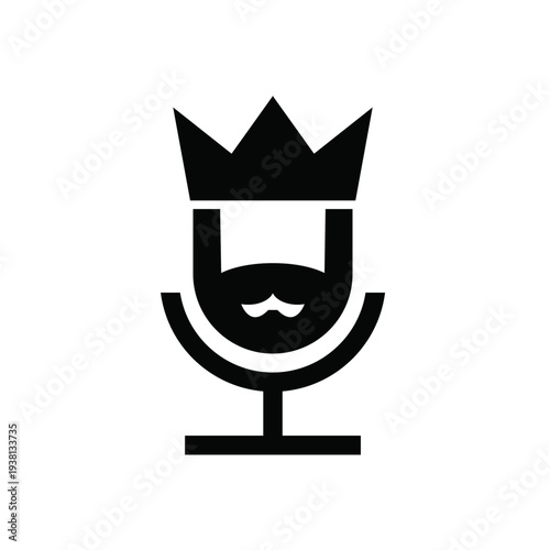 Royal Microphone Logo with Crown and Mustache