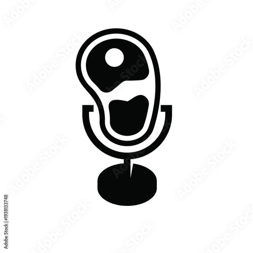 Beef Steak on Microphone Stand Icon for Food Podcast or Culinary Show