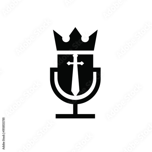 Crown Microphone with Cross Logo Design