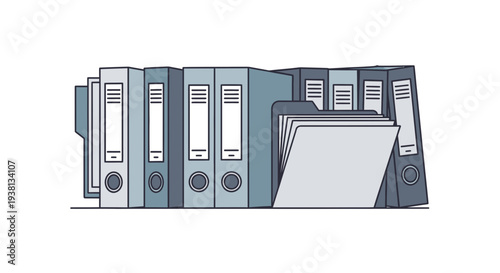 Organized Document Storage System with Ring Binders and Files