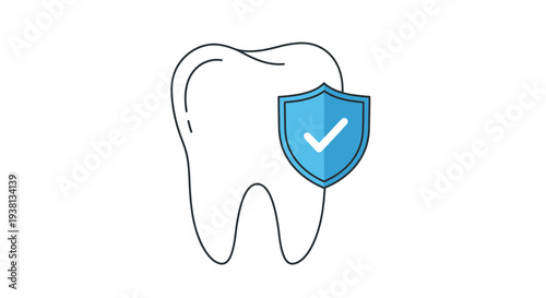 Protected Tooth Icon with Shield Symbol - Dental Health Concept