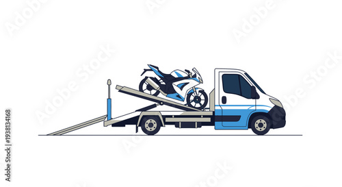 Motorcycle Transport on Flatbed Truck - Secure Vehicle Recovery Service