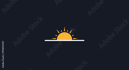 Sunrise Over Horizon Minimalist Illustration