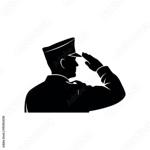 Military Officer Saluting Silhouette 1.