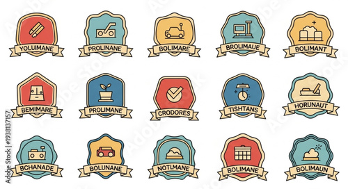 Set of food delivery service badges and icons.
