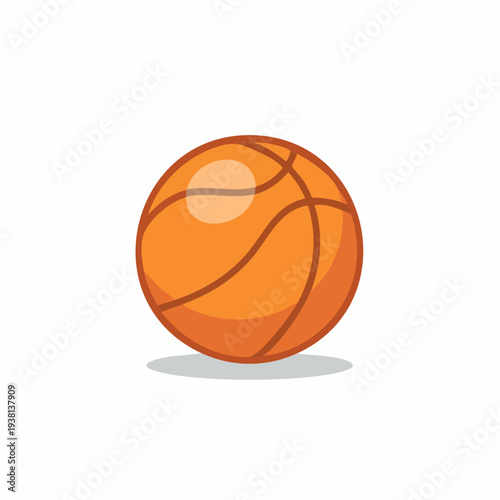 Cartoon basketball, orange sport ball with shadow, graphic illustration
