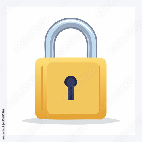Yellow padlock with silver shackle security protection icon