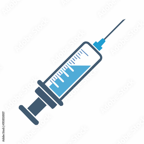 Illustration of a Medical Syringe with Liquid, Healthcare Concept