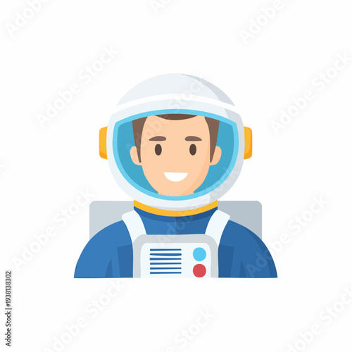Astronaut portrait illustration smiling in a spacesuit