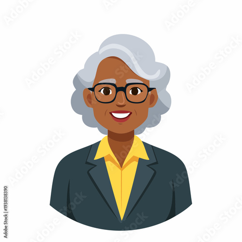 Smiling portrait of a senior African-American woman wearing glasses