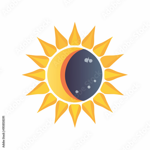 Abstract illustration of sun and moon representing solar eclipse