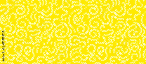 Seamless background with pasta and wavy yellow spaghetti lines. Abstract geometric pasta pattern in vector for Italian cuisine, noodle wallpapers, culinary posters, restaurant menus, and packaging