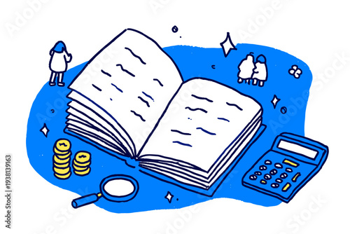 Isometric Tax Folder with Calculator and Coins