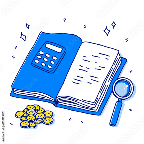 Isometric Tax Folder with Calculator and Coins