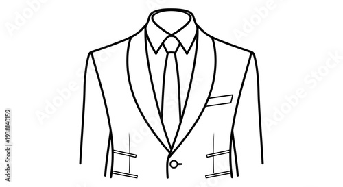 Illustration of a suit jacket with tie from a front view
