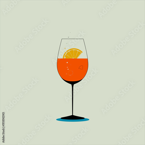 Minimalist Aperol Spritz Contour Glass Illustration
