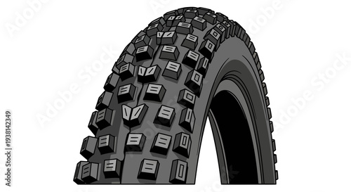 Robust and aggressive tread pattern on a durable bicycle tire, designed for challenging off-road mountain biking adventures and superior traction on diverse terrains