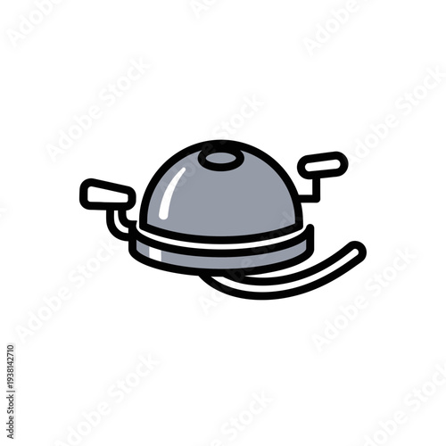 A gray bicycle U-lock with a cable is depicted in a simple illustration style