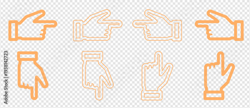 Outline Hand Pointing Gesture Icons Set and vector design