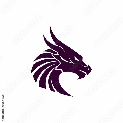 Purple Dragon Head Logo Illustration Design.