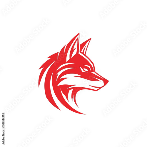 Red Wolf Head Logo Illustration Design.