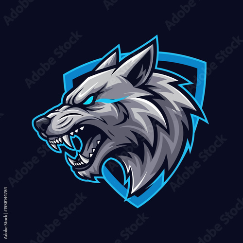 Gray Wolf Head Logo Design Illustration.
