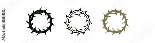 crown of thorns three circular thorn crown muted brown and green