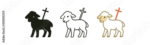 lamb three simple lamb with small cross staff white and red