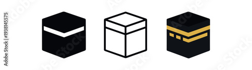 kaaba three kaaba cube with simple kiswa band detail black and gold