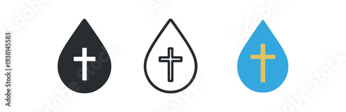 baptism water three drop with small cross inside blue and gold