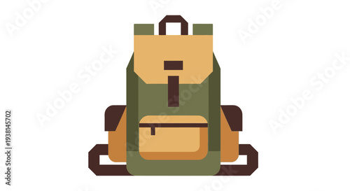 Green Hiking Backpack Illustration.