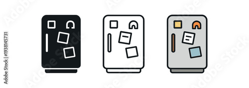 daily routine fridge door with magnets and notes