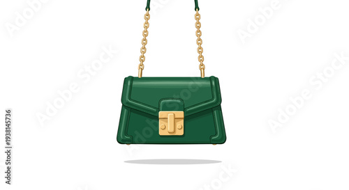 Green Leather Handbag Purse.