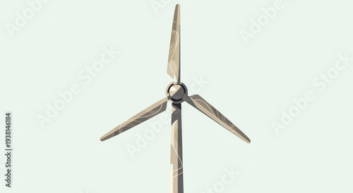 A Clean Illustration Depicting a Wind Turbine Against a Pale Green Sky