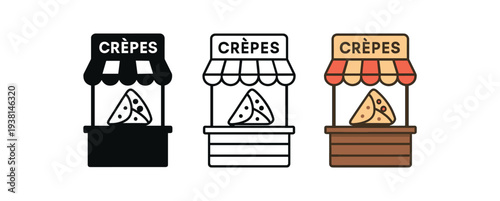 street food crepe stand with folded pancakes