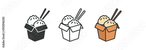 street food dumplings box with chopsticks