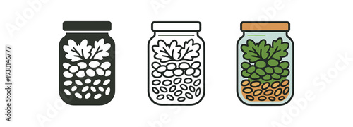 healthy food layered salad jar with greens beans and seeds