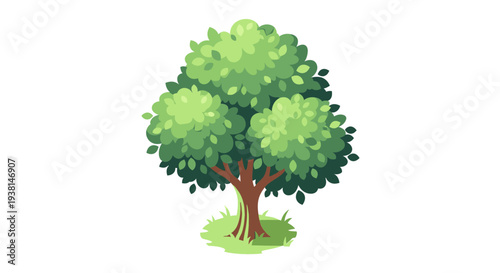 A vibrant illustration of a healthy leafy tree isolated on a pristine white background